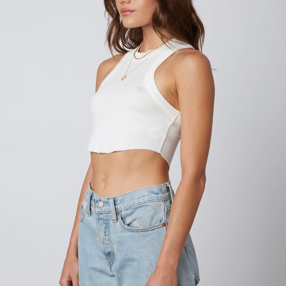 Elevated White Ribbed Top - Picture 4 of 6